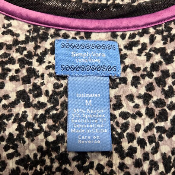 Simply Vera Vera Wang Medium Black Purple Animal Print Sleeveless Long Nightgown - Picture 10 of 11